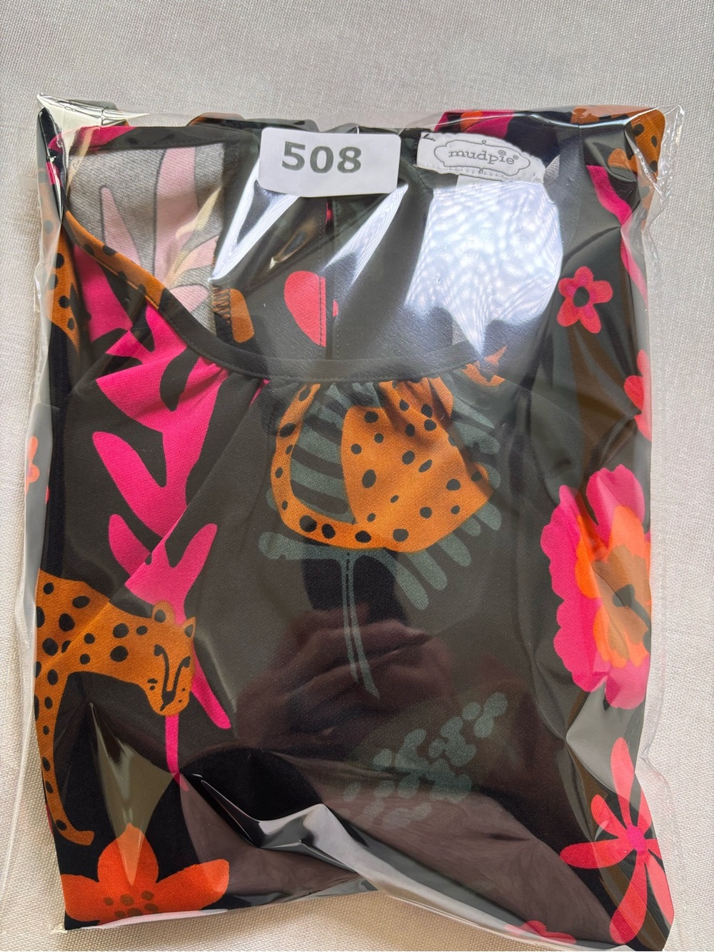 Mud Pie Leopard Floral Peplum Blouse M Puff Sleeve Black Pink Boho #508 - Picture 9 of 9